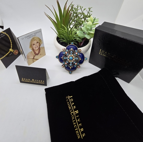 RARE Joan Rivers Brooch Lapis, Baby Blue Orange and Pink Swarovski Crystals - Picture 5 of 8